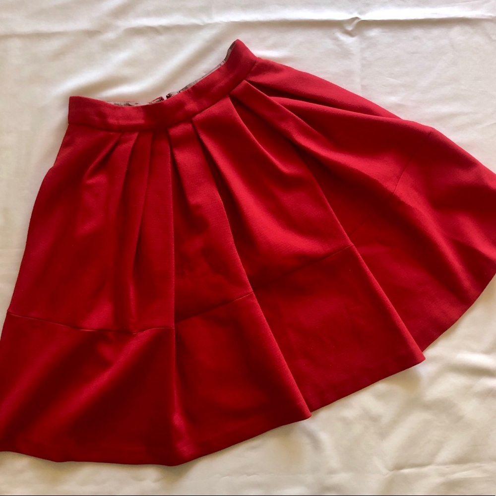 Banana Republic | Red Pleated Fit and Flare Skirt